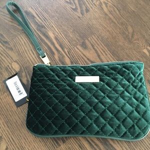 NWT green velvet quilted bag